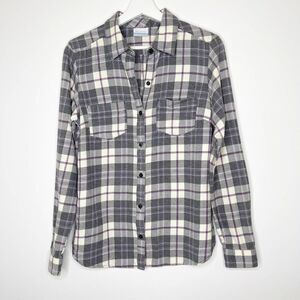 Columbia Plaid Purple Gray Button Down Top 